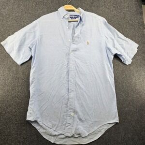 Ralph Lauren Shirt Mens M  Blue Pony Casual Button Up Short Sleeve *